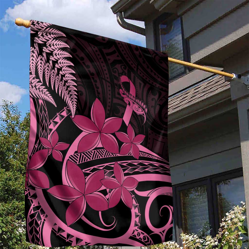 Aotearoa Maori Garden Flag Pink Fern Ribbons on Black - Aussie Hoodie