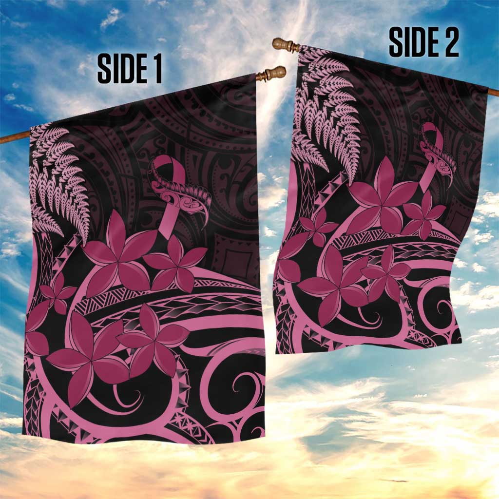 Aotearoa Maori Garden Flag Pink Fern Ribbons on Black - Aussie Hoodie