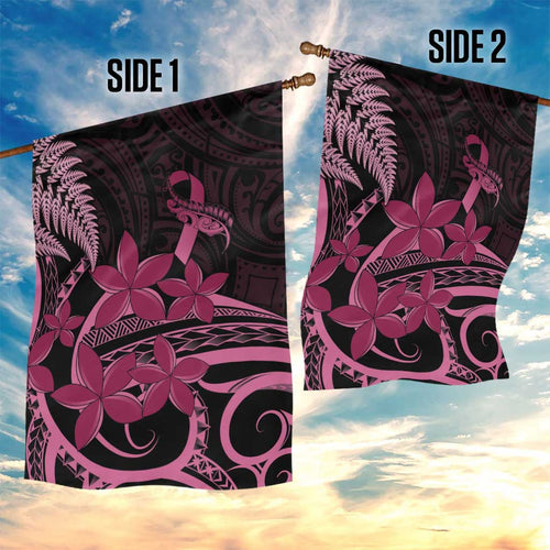 Aotearoa Maori Garden Flag Pink Fern Ribbons on Black - Aussie Hoodie