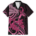 Aotearoa Maori Hawaiian Shirt Pink Fern Ribbons on Black - Aussie Hoodie
