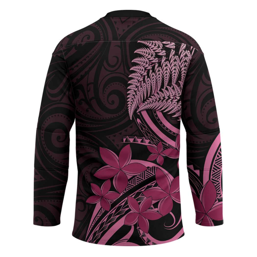 Aotearoa Maori Hockey Jersey Pink Fern Ribbons on Black - Aussie Hoodie