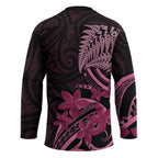 Aotearoa Maori Hockey Jersey Pink Fern Ribbons on Black - Aussie Hoodie