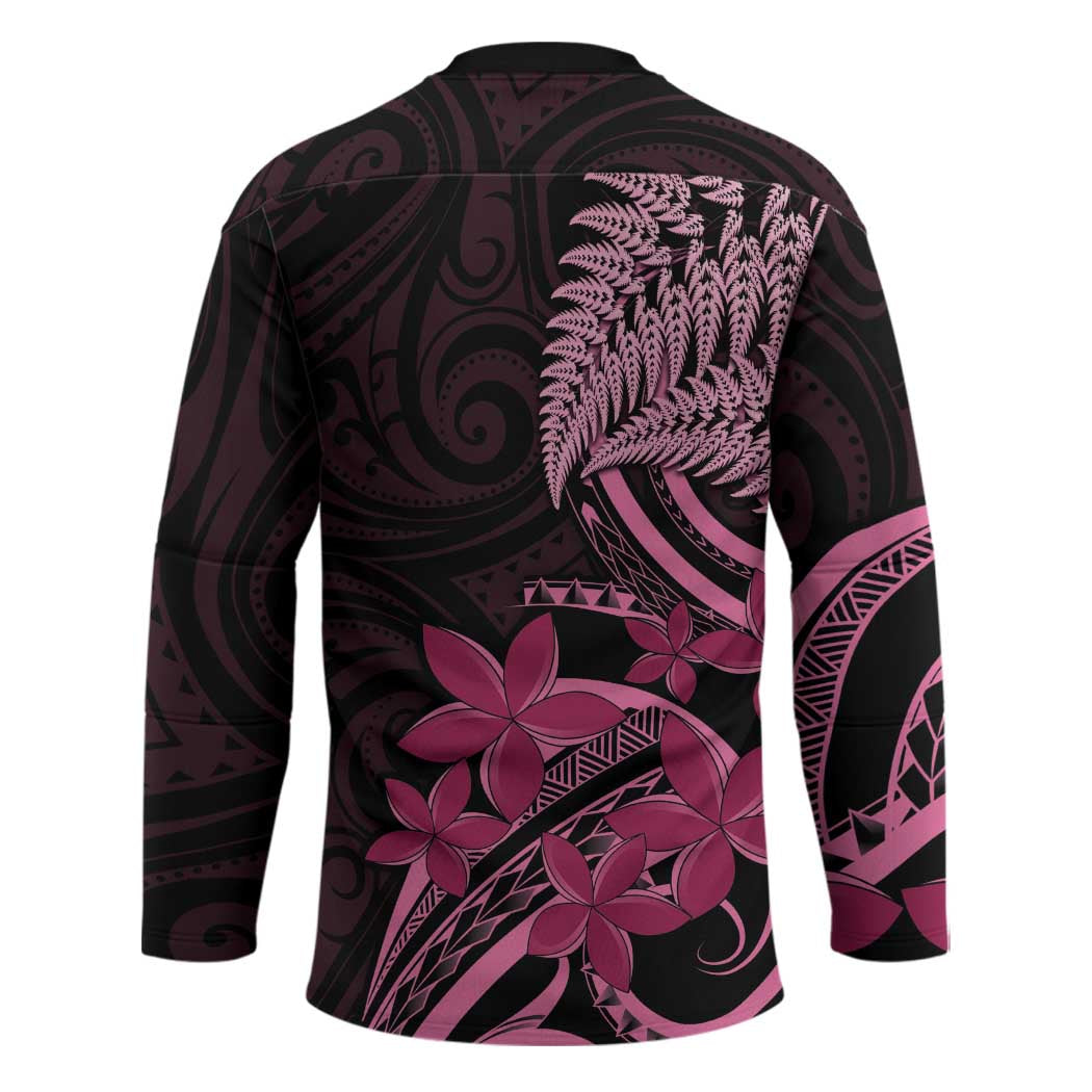 Aotearoa Maori Hockey Jersey Pink Fern Ribbons on Black - Aussie Hoodie