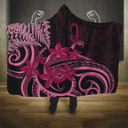 Aotearoa Maori Hooded Blanket Pink Fern Ribbons on Black - Aussie Hoodie
