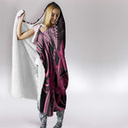 Aotearoa Maori Hooded Blanket Pink Fern Ribbons on Black - Aussie Hoodie