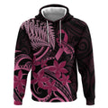 Aotearoa Maori Hoodie Pink Fern Ribbons on Black - Aussie Hoodie
