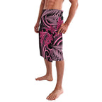 Aotearoa Maori Lavalava Pink Fern Ribbons on Black - Aussie Hoodie