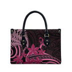 Aotearoa Maori Leather Bag Pink Fern Ribbons on Black - Aussie Hoodie