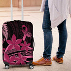 Aotearoa Maori Luggage Cover Pink Fern Ribbons on Black - Aussie Hoodie