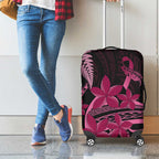 Aotearoa Maori Luggage Cover Pink Fern Ribbons on Black - Aussie Hoodie