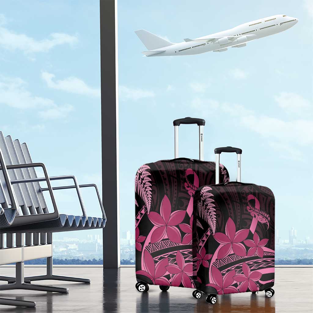 Aotearoa Maori Luggage Cover Pink Fern Ribbons on Black - Aussie Hoodie