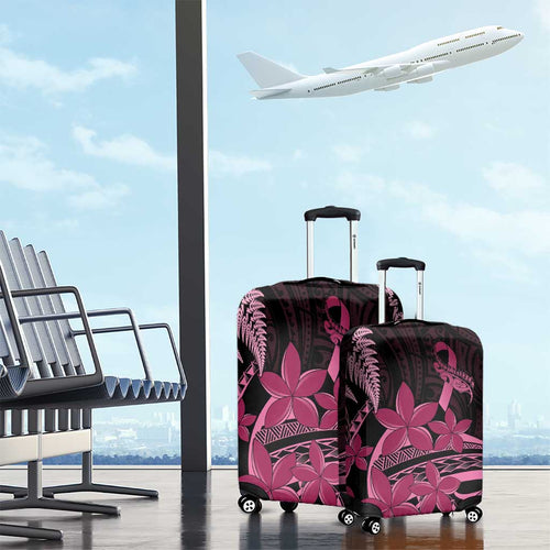 Aotearoa Maori Luggage Cover Pink Fern Ribbons on Black - Aussie Hoodie