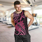 Aotearoa Maori Men Tank Top Pink Fern Ribbons on Black - Aussie Hoodie