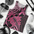 Aotearoa Maori Men Tank Top Pink Fern Ribbons on Black - Aussie Hoodie