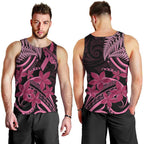 Aotearoa Maori Men Tank Top Pink Fern Ribbons on Black - Aussie Hoodie