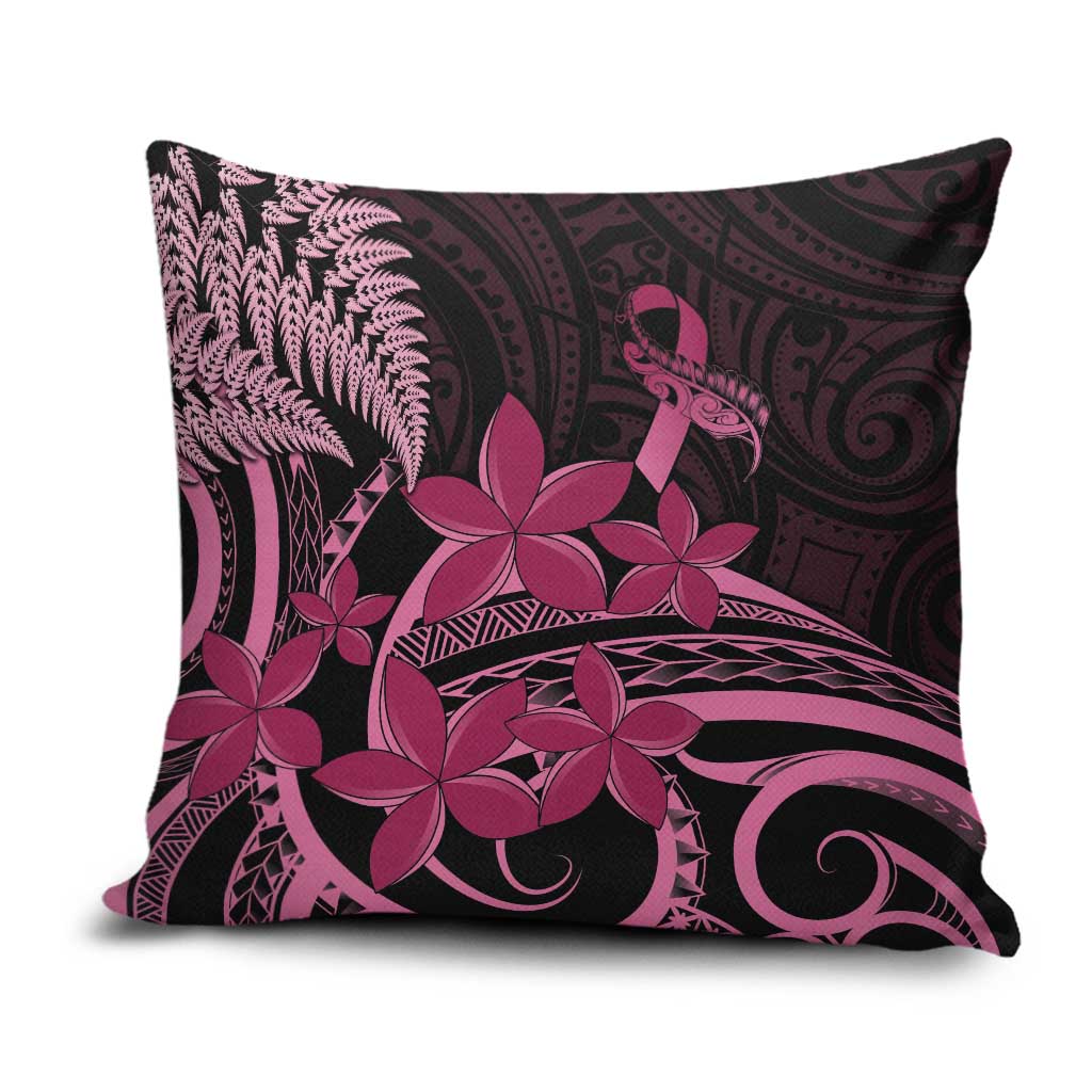 Aotearoa Maori Pillow Cover Pink Fern Ribbons on Black - Aussie Hoodie