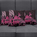 Aotearoa Maori Pillow Cover Pink Fern Ribbons on Black - Aussie Hoodie
