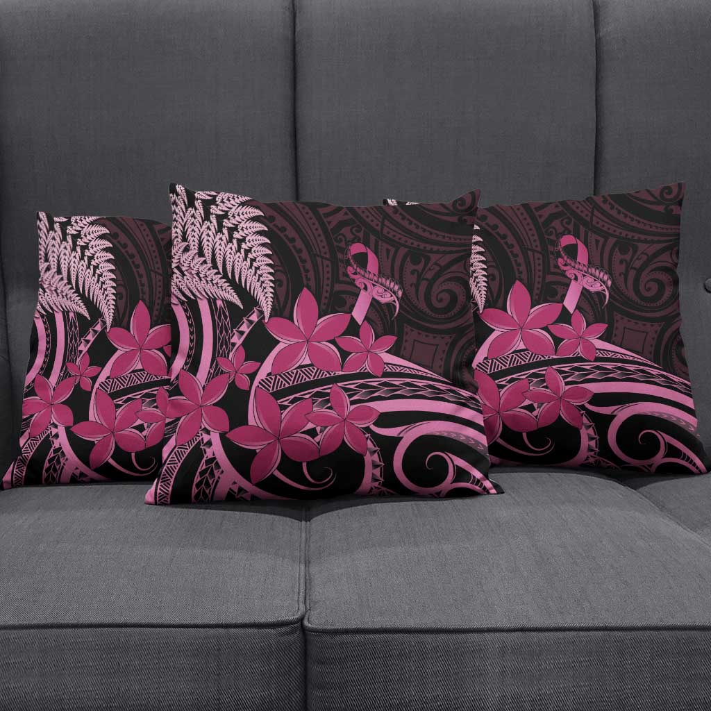 Aotearoa Maori Pillow Cover Pink Fern Ribbons on Black - Aussie Hoodie