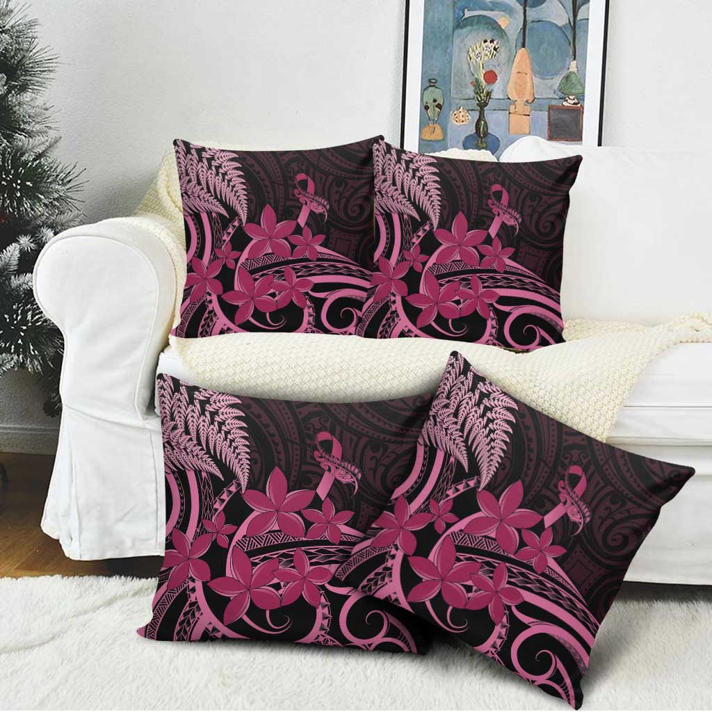 Aotearoa Maori Pillow Cover Pink Fern Ribbons on Black - Aussie Hoodie