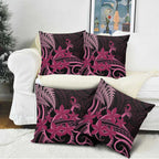 Aotearoa Maori Pillow Cover Pink Fern Ribbons on Black - Aussie Hoodie