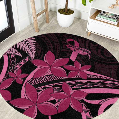 Aotearoa Maori Round Carpet Pink Fern Ribbons on Black - Aussie Hoodie