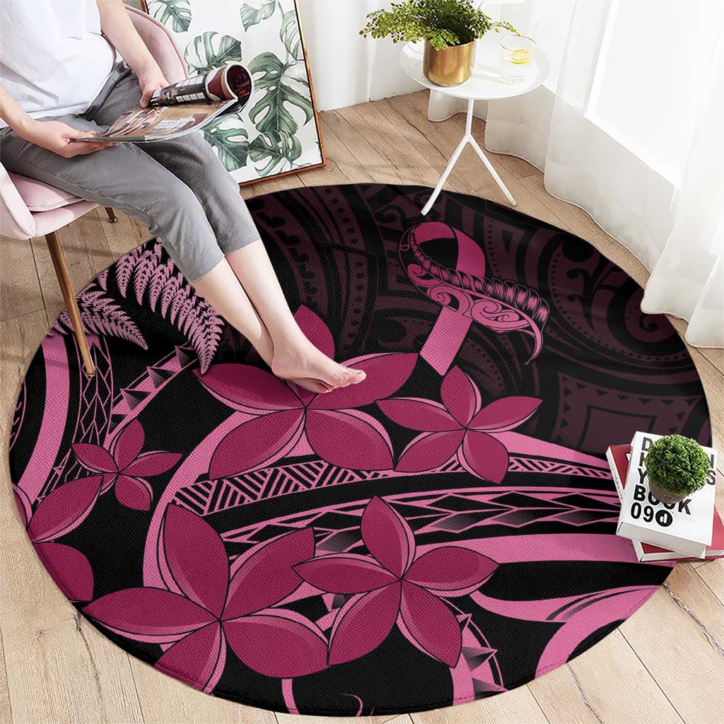 Aotearoa Maori Round Carpet Pink Fern Ribbons on Black - Aussie Hoodie