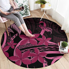 Aotearoa Maori Round Carpet Pink Fern Ribbons on Black - Aussie Hoodie