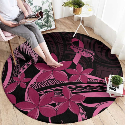 Aotearoa Maori Round Carpet Pink Fern Ribbons on Black - Aussie Hoodie