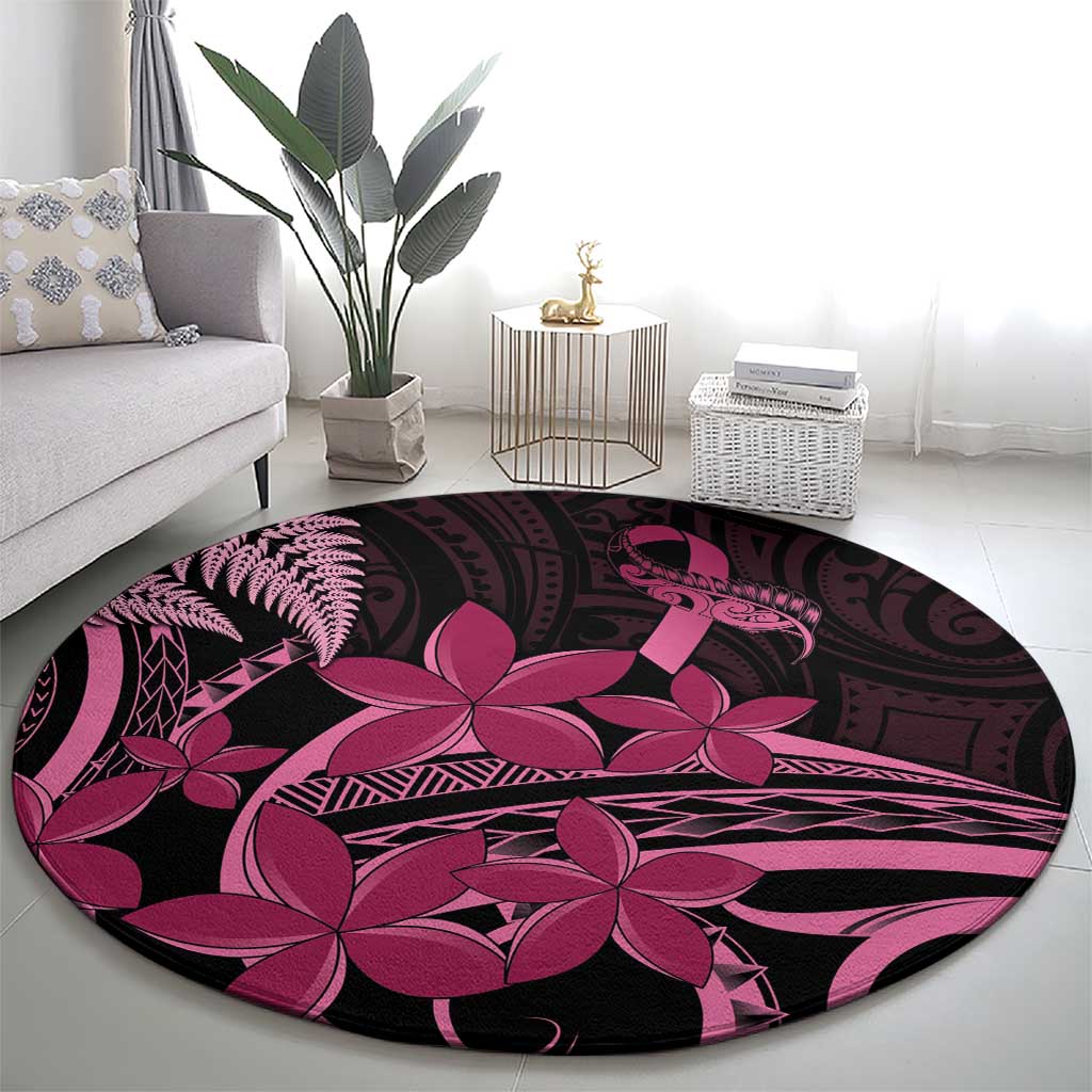 Aotearoa Maori Round Carpet Pink Fern Ribbons on Black - Aussie Hoodie