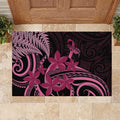 Aotearoa Maori Rubber Doormat Pink Fern Ribbons on Black - Aussie Hoodie