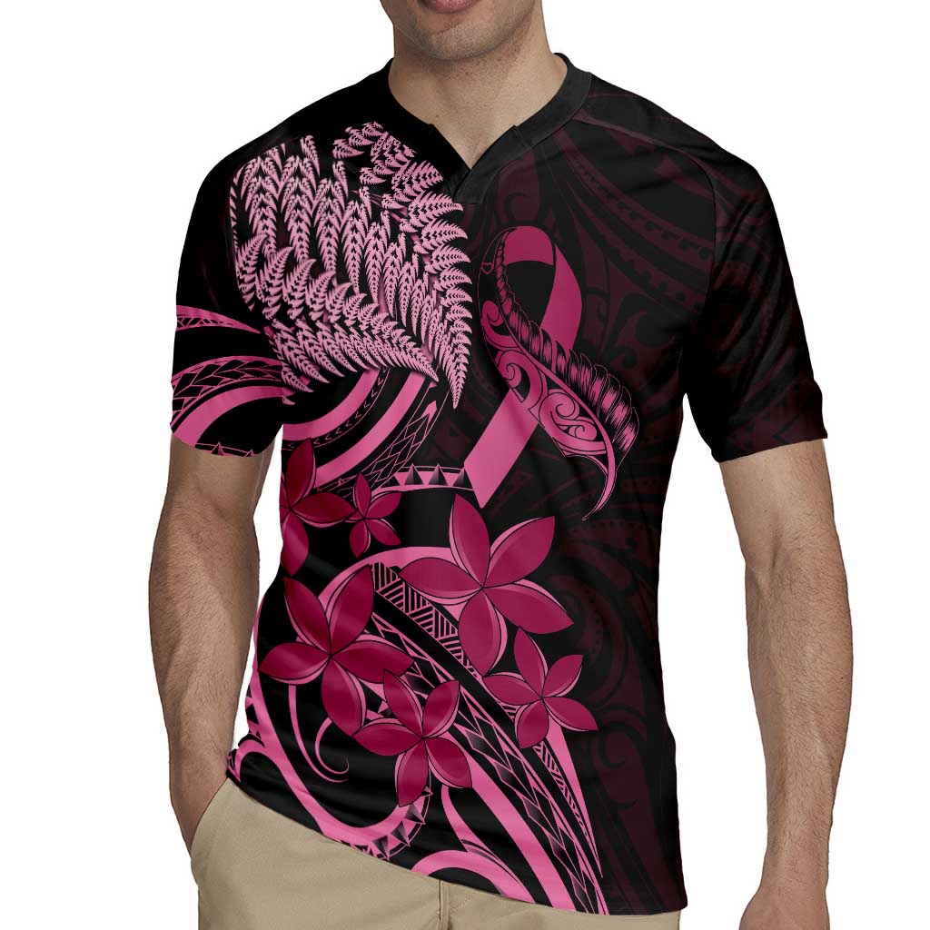 Aotearoa Maori Rugby Jersey Pink Fern Ribbons on Black - Aussie Hoodie
