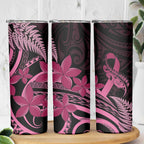 Aotearoa Maori Skinny Tumbler Pink Fern Ribbons on Black - Aussie Hoodie