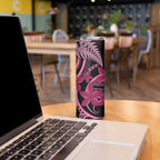Aotearoa Maori Skinny Tumbler Pink Fern Ribbons on Black - Aussie Hoodie