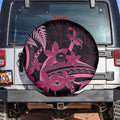 Aotearoa Maori Spare Tire Cover Pink Fern Ribbons on Black - Aussie Hoodie