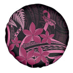 Aotearoa Maori Spare Tire Cover Pink Fern Ribbons on Black - Aussie Hoodie