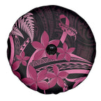 Aotearoa Maori Spare Tire Cover Pink Fern Ribbons on Black - Aussie Hoodie
