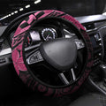 Aotearoa Maori Steering Wheel Cover Pink Fern Ribbons on Black - Aussie Hoodie
