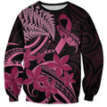 Aotearoa Maori Sweatshirt Pink Fern Ribbons on Black - Aussie Hoodie