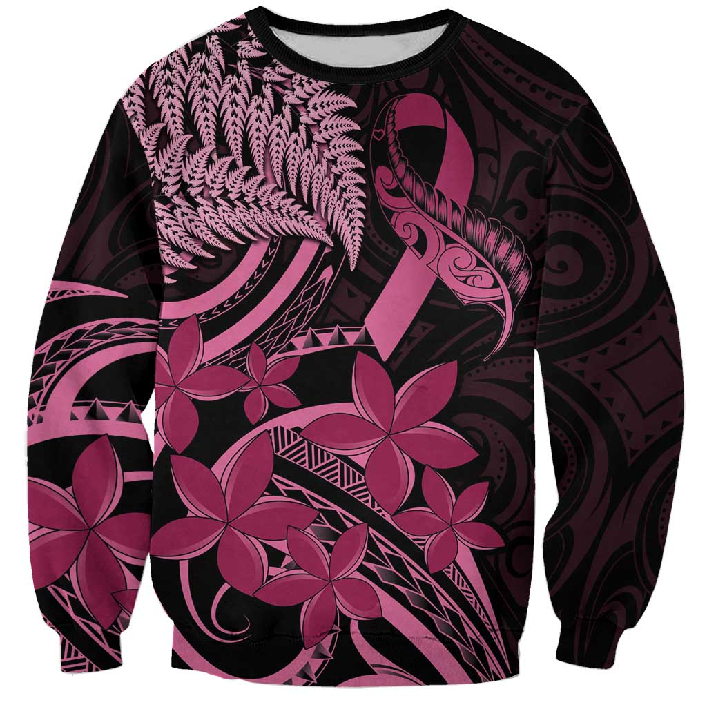 Aotearoa Maori Sweatshirt Pink Fern Ribbons on Black - Aussie Hoodie