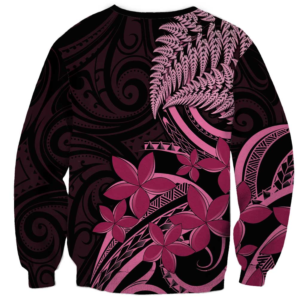 Aotearoa Maori Sweatshirt Pink Fern Ribbons on Black - Aussie Hoodie
