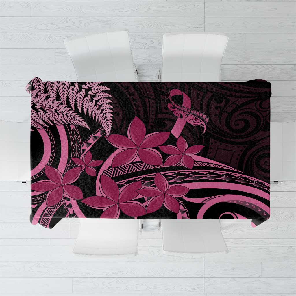 Aotearoa Maori Tablecloth Pink Fern Ribbons on Black - Aussie Hoodie