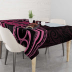 Aotearoa Maori Tablecloth Pink Fern Ribbons on Black - Aussie Hoodie