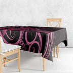 Aotearoa Maori Tablecloth Pink Fern Ribbons on Black - Aussie Hoodie