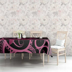 Aotearoa Maori Tablecloth Pink Fern Ribbons on Black - Aussie Hoodie