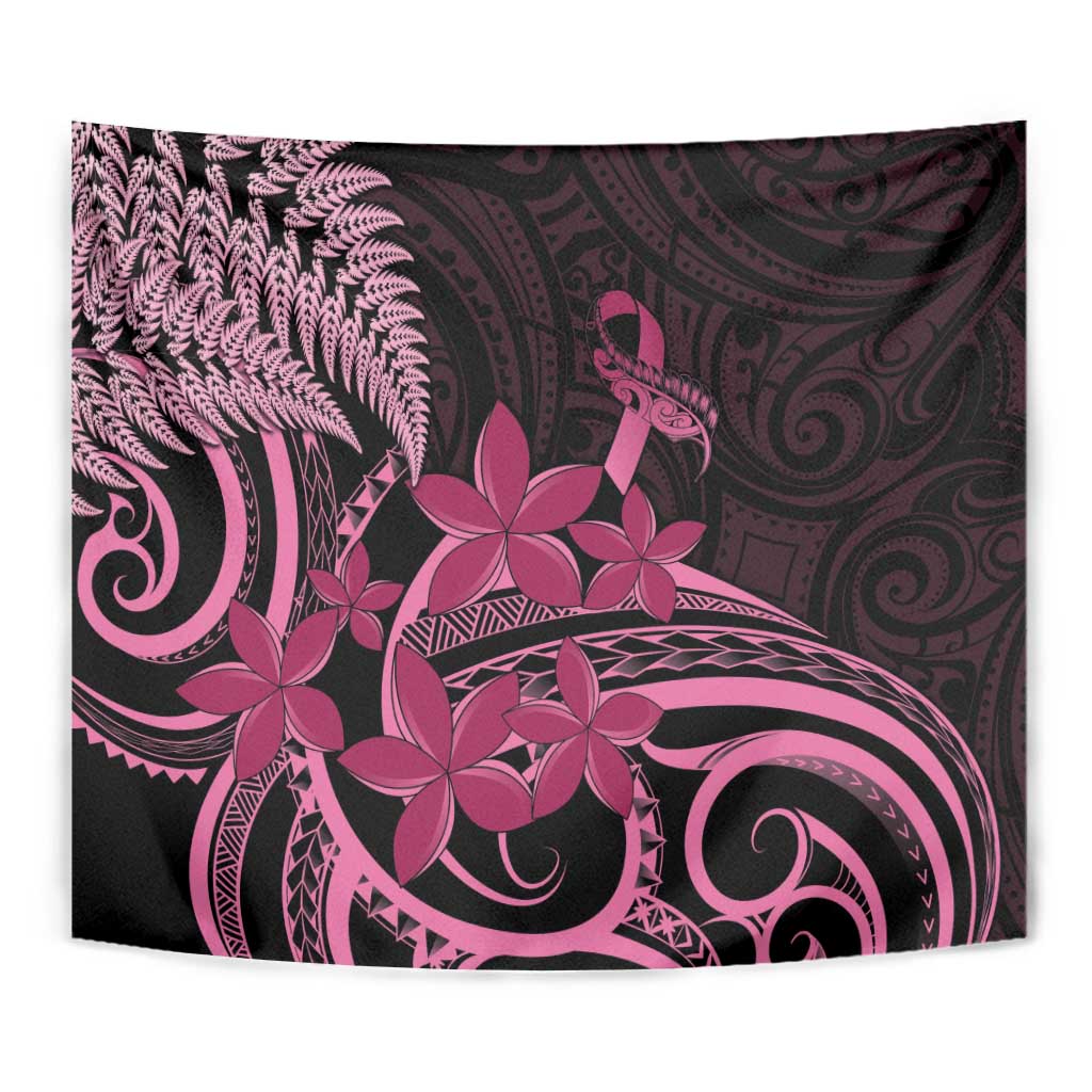 Aotearoa Maori Tapestry Pink Fern Ribbons on Black - Aussie Hoodie