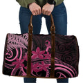 Aotearoa Maori Travel Bag Pink Fern Ribbons on Black - Aussie Hoodie