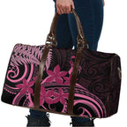 Aotearoa Maori Travel Bag Pink Fern Ribbons on Black - Aussie Hoodie