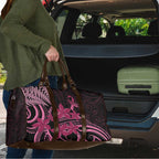Aotearoa Maori Travel Bag Pink Fern Ribbons on Black - Aussie Hoodie