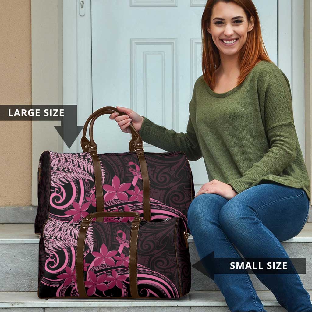 Aotearoa Maori Travel Bag Pink Fern Ribbons on Black - Aussie Hoodie