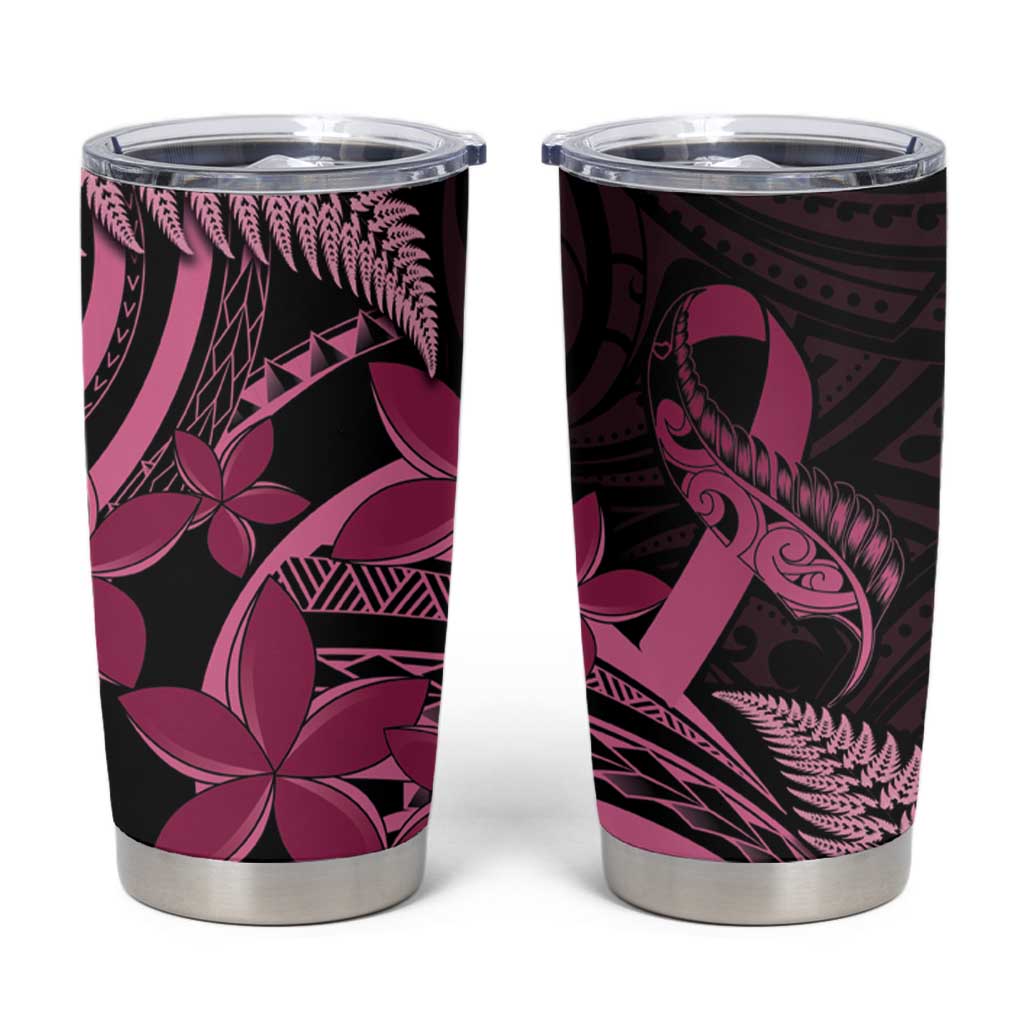 Aotearoa Maori Tumbler Cup Pink Fern Ribbons on Black - Aussie Hoodie